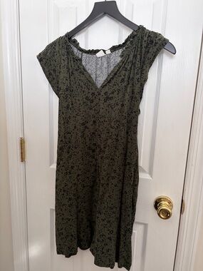 GAP Olive Green Floral Midi Dress